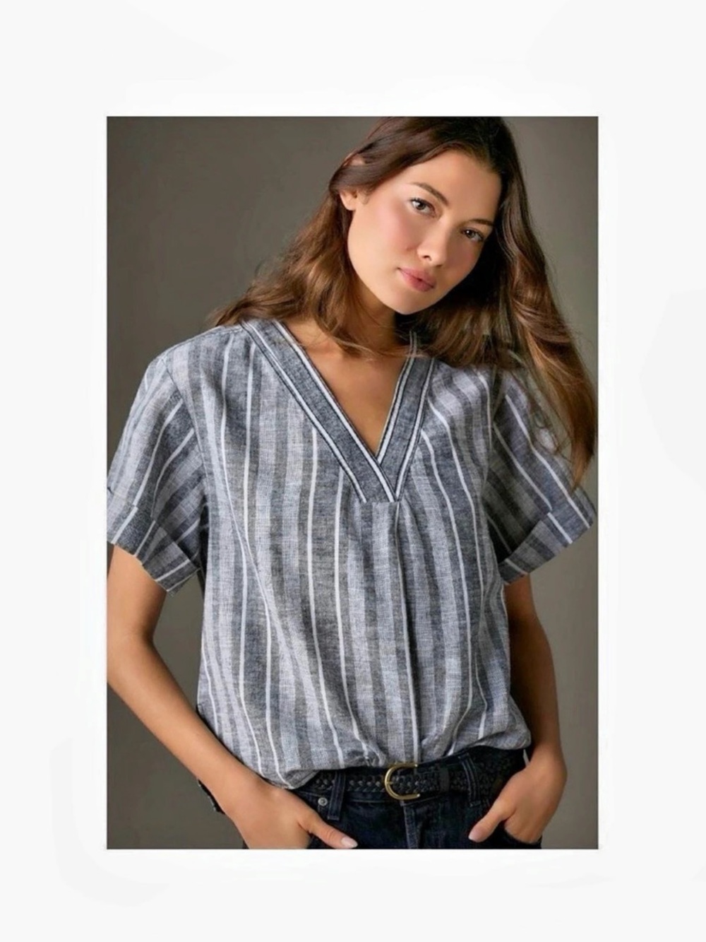 Pilcro Linen Henley Surf Shirt